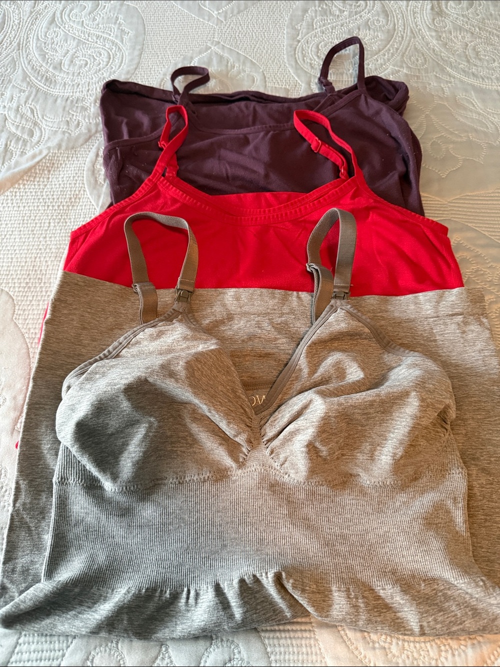 a:glow Maternity Tank Bundle- Red, Gray, Purple Size M